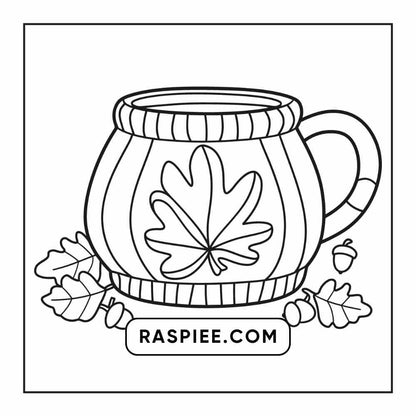 76 Bold and Easy Fall Vibes Coloring Pages Printable PDF Instant Download - RASPIEE