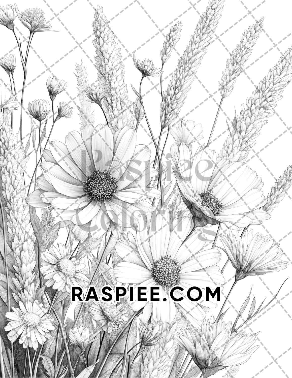 Fall Flowers Adult Coloring Pages Printable PDF Instant Download - RASPIEE