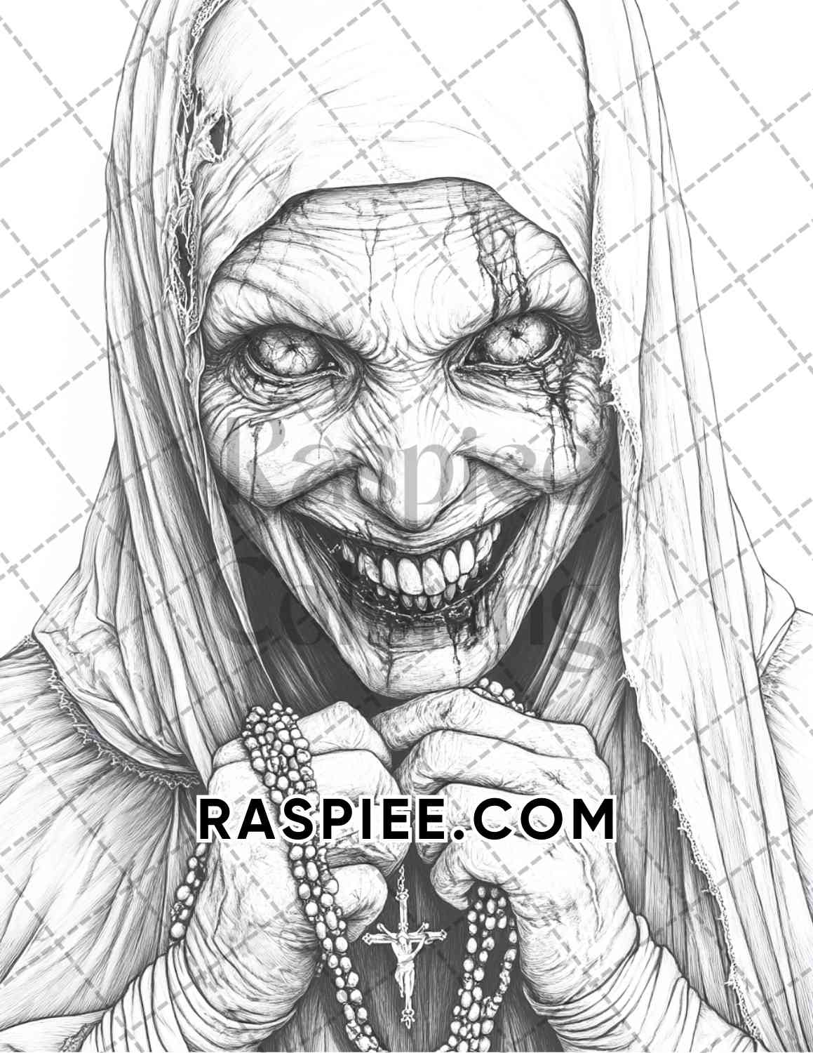 Horror Demons Halloween Adult Coloring Pages Printable PDF Instant Download