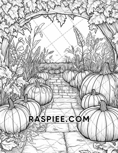 Autumn Charm Adult Coloring Pages Printable PDF Instant Download - RASPIEE