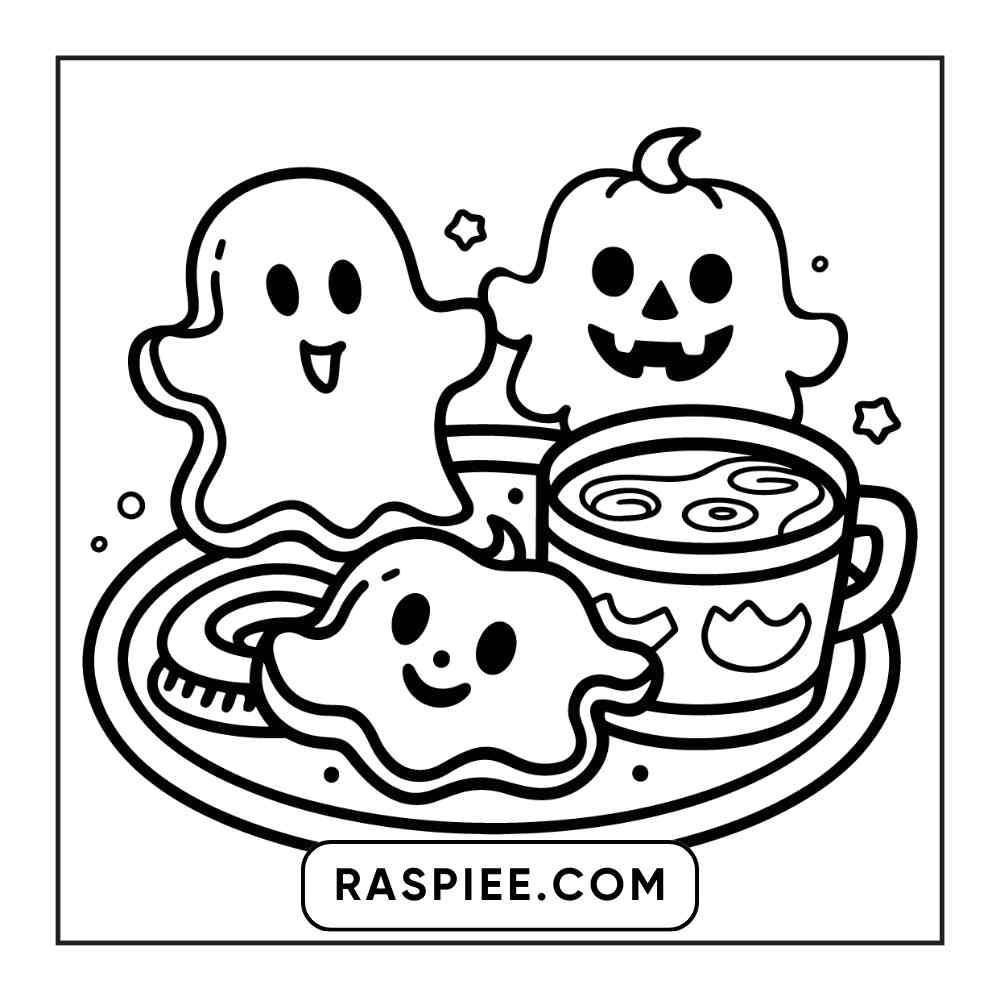 100 Bold and Easy Cute Halloween Coloring Pages Printable PDF Instant Download - RASPIEE