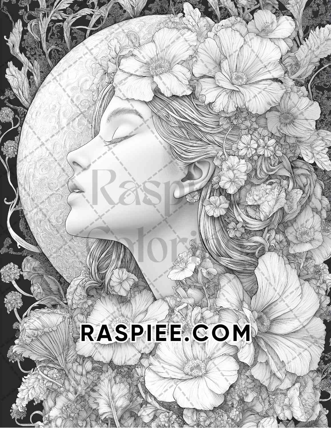 Fairy Beauties Portrait Adult Coloring Pages Printable PDF Instant Download