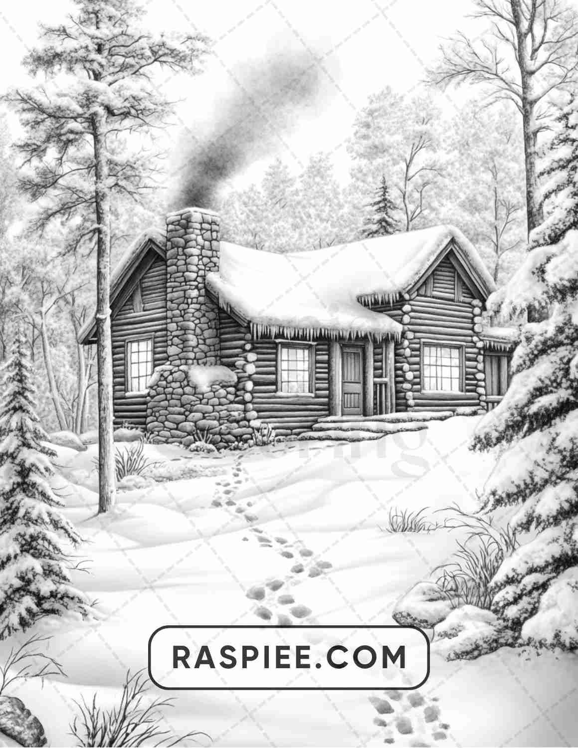 82 Winter Landscapes Adult Coloring Pages - RASPIEE