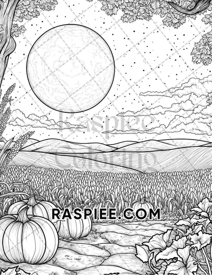 Hello Autumn Adult Coloring Pages Printable PDF Instant Download - RASPIEE