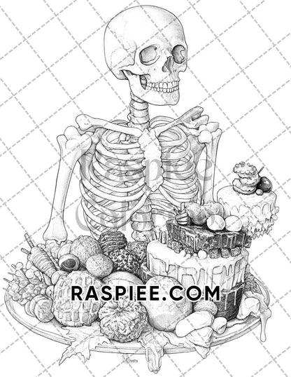 Spooky Desserts Halloween Adult Coloring Pages Printable PDF