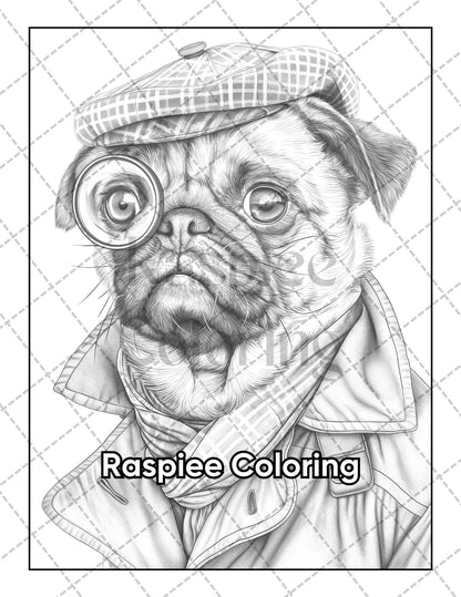 50 Dogs Dressed Up Adult Coloring Pages Printable PDF Instant Download