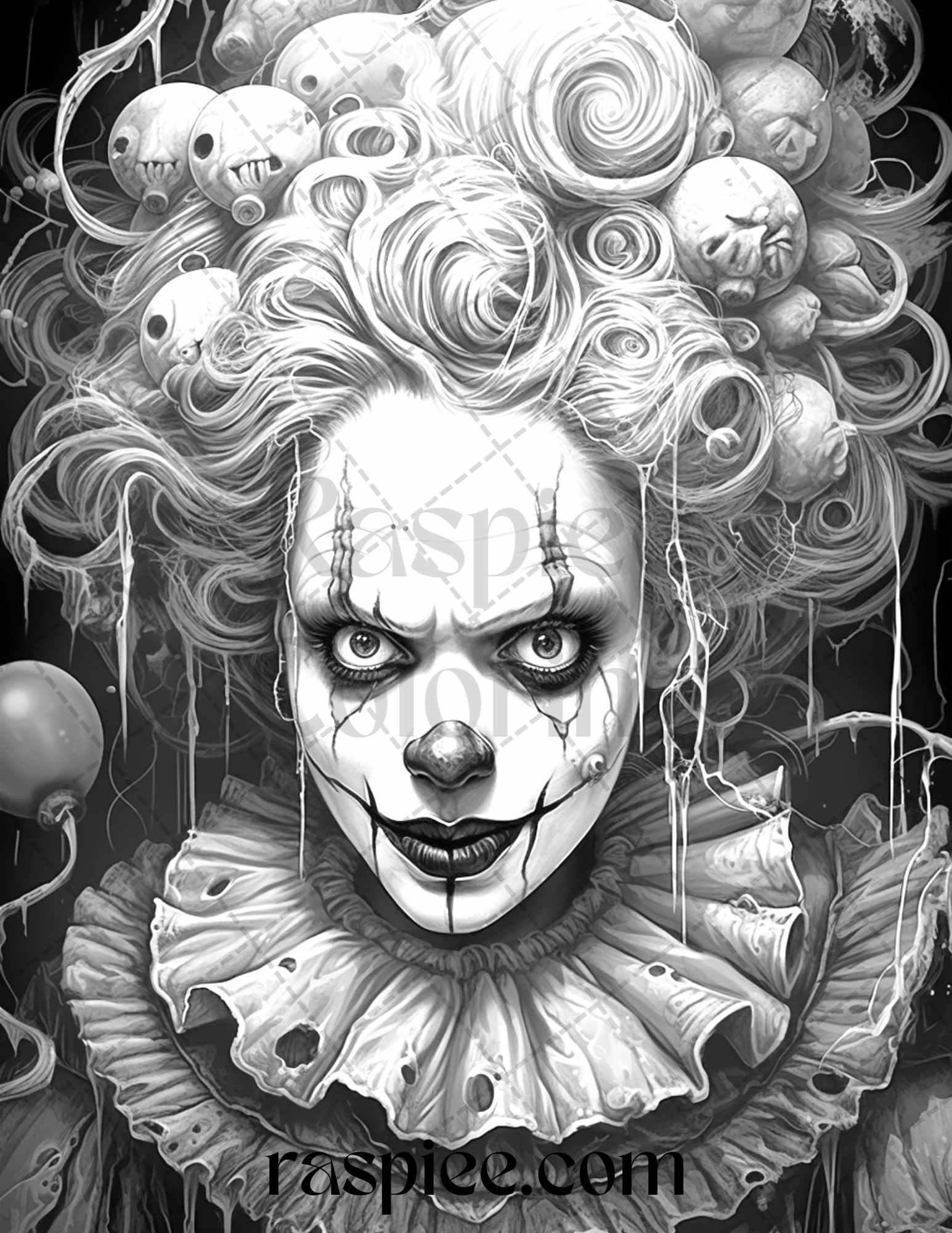 50 Scary Clown Girls Grayscale Coloring Pages Printable for Adults, PD – RASPIEE 50-scary-clown-girls-grayscale-coloring-pages-printable-for-adults-pd-raspiee