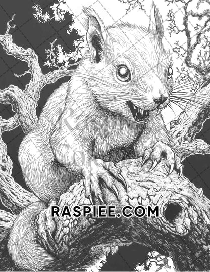 Horror Animals Halloween Adult Coloring Pages Printable PDF Instant Download