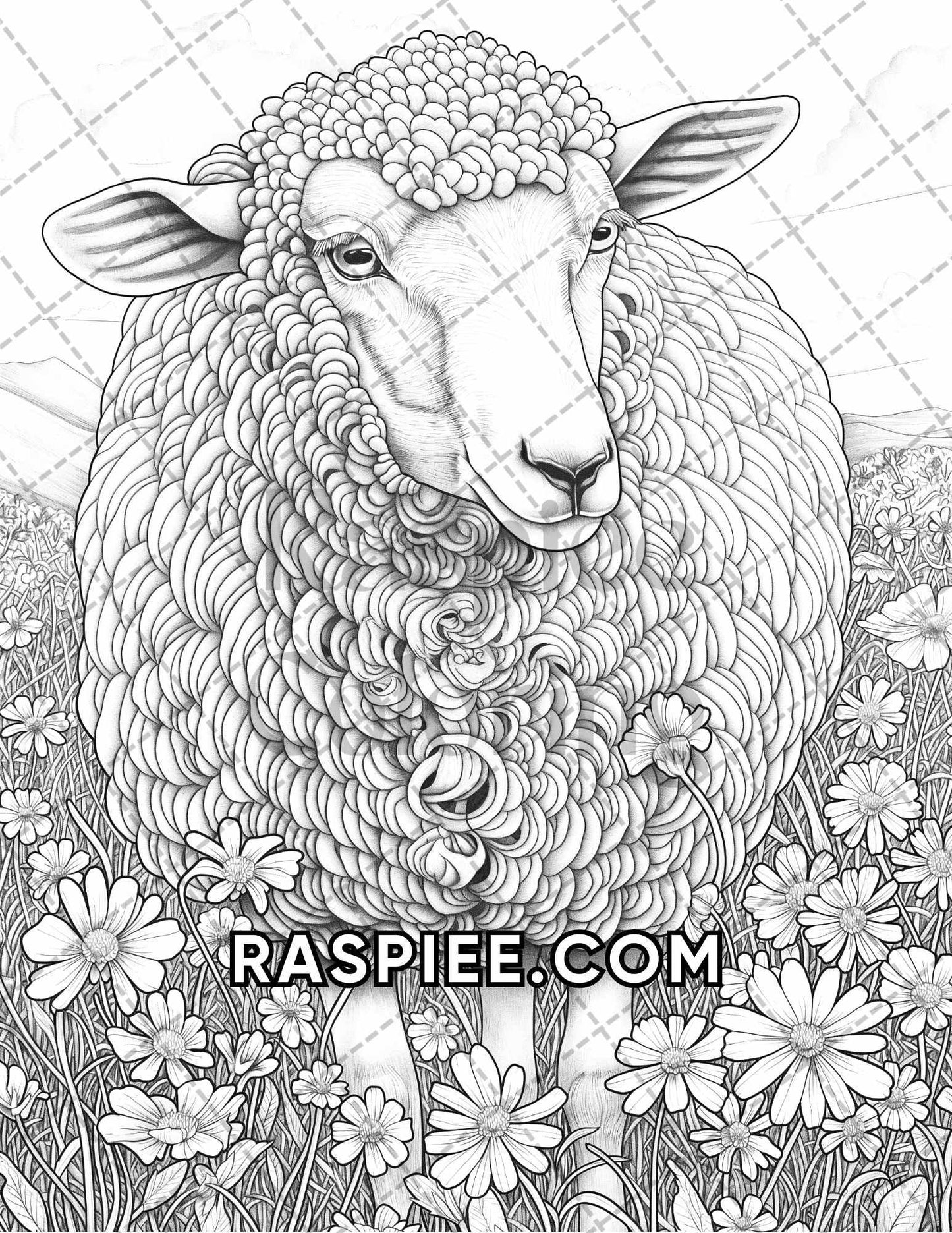 75 Animals in Flowers Grayscale Adult Coloring Pages Printable PDF Instant Download - RASPIEE