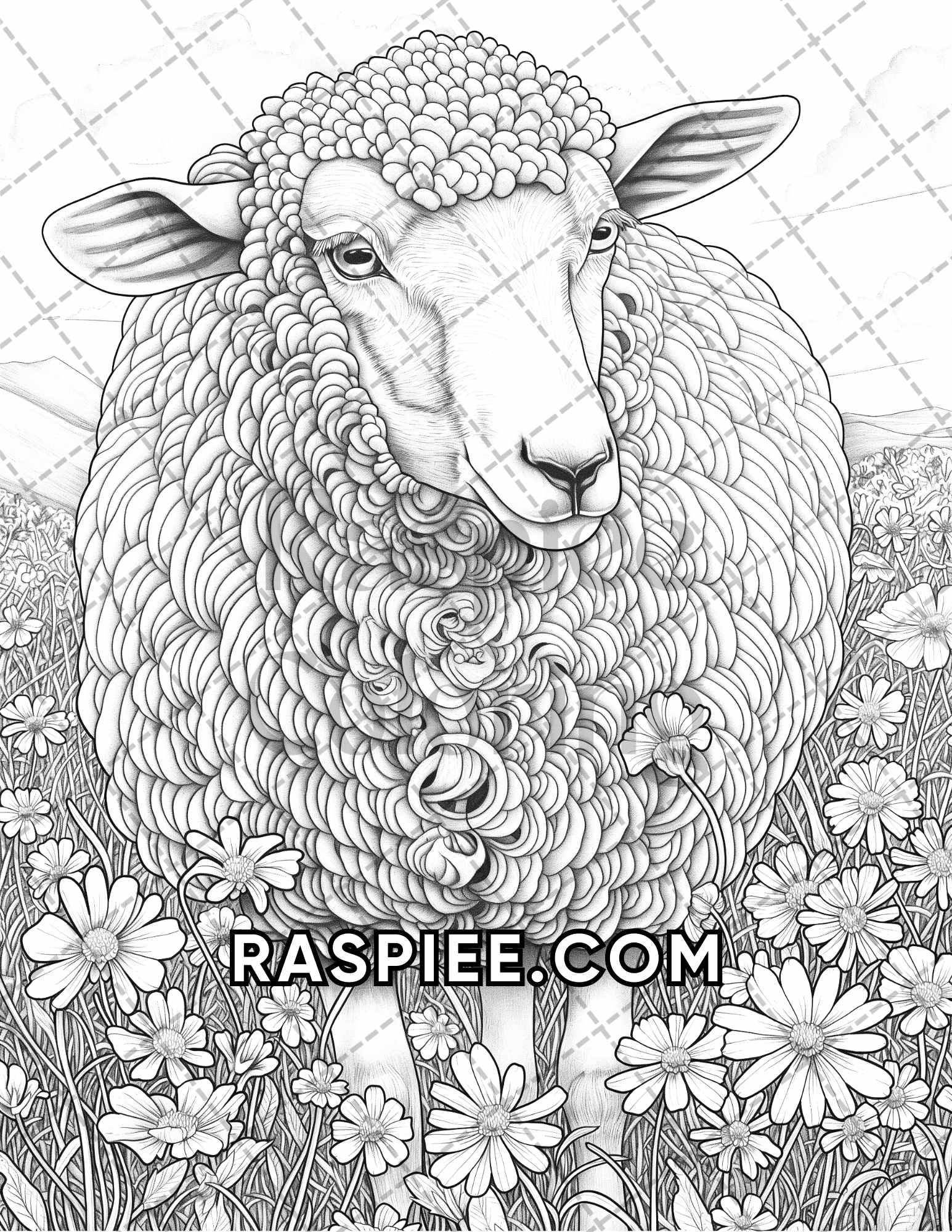 75 Animals in Flowers Grayscale Adult Coloring Pages Printable PDF Instant Download - RASPIEE