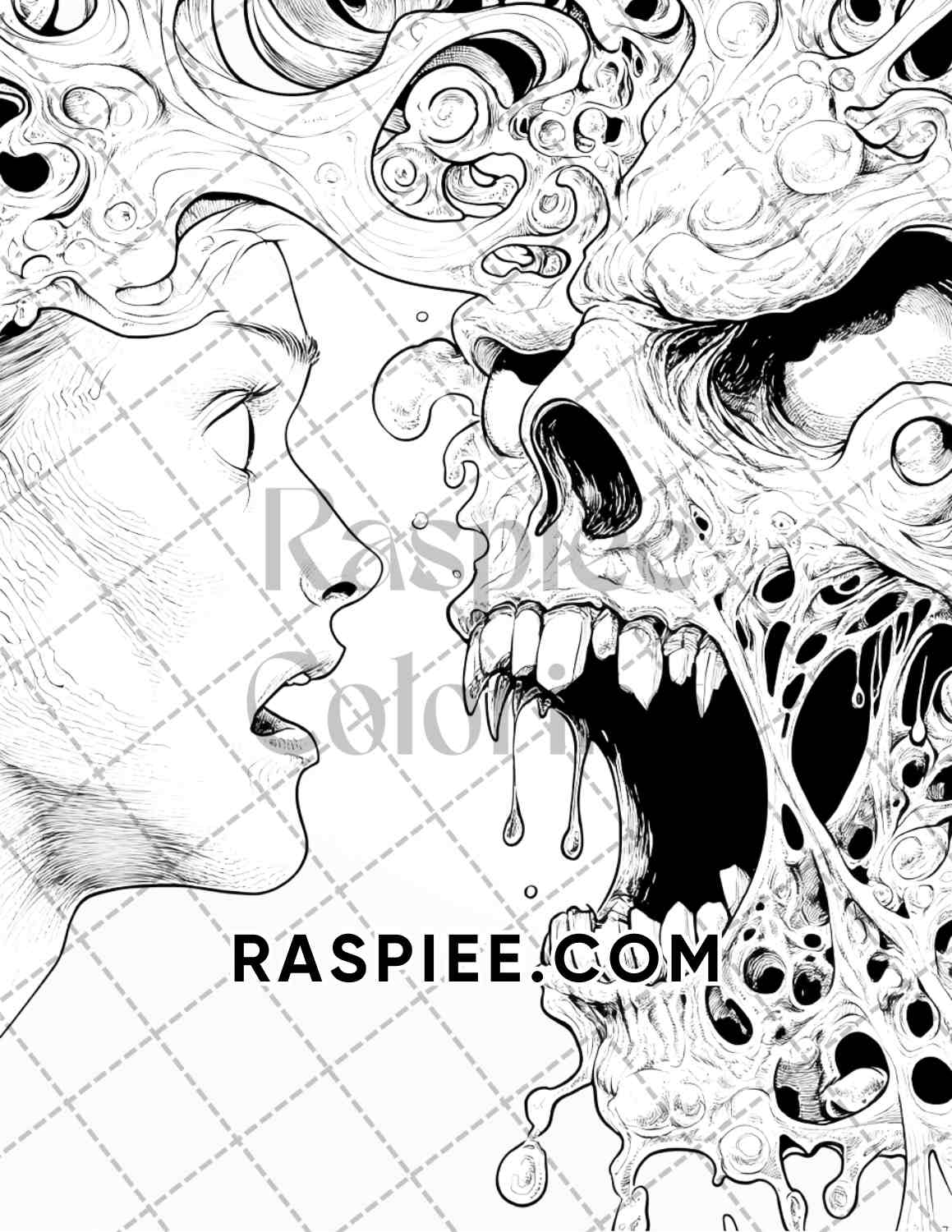 Nightmarish Creatures Halloween Adult Coloring Pages Printable PDF Instant Download