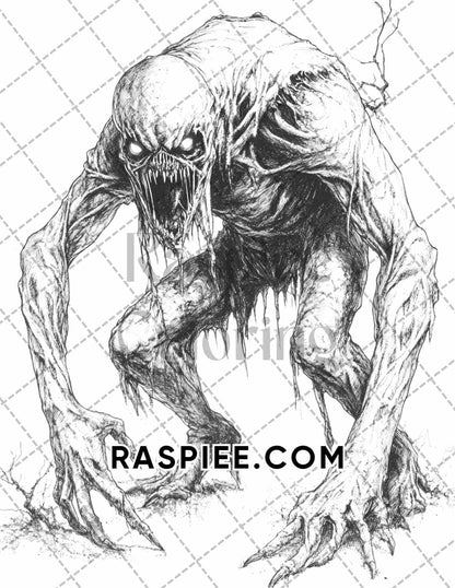 Legends of Horror Halloween Adult Coloring Pages Printable PDF Instant Download