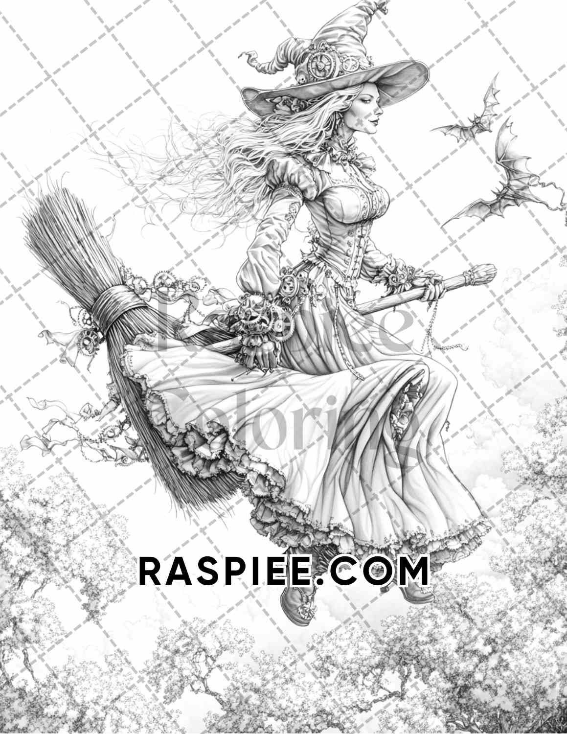 Steampunk Halloween Adult Coloring Pages Printable PDF Instant Download