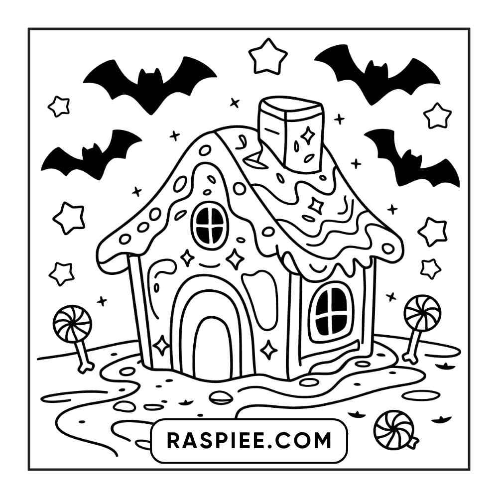 100 Bold and Easy Cute Halloween Coloring Pages Printable PDF Instant Download - RASPIEE