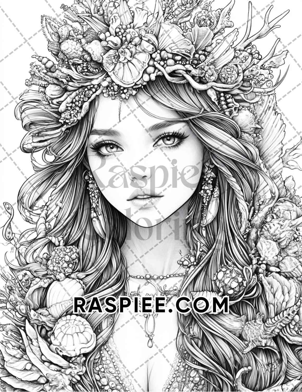 Enchanted Witches Adult Coloring Pages Printable PDF Instant Download - RASPIEE