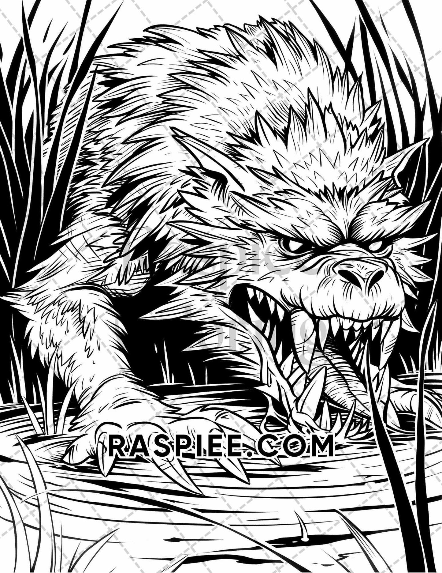 50 Spooky Monsters Halloween Adult Coloring Pages Printable PDF Instant Download - RASPIEE