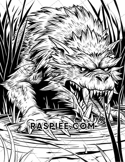 50 Spooky Monsters Halloween Adult Coloring Pages Printable PDF Instant Download