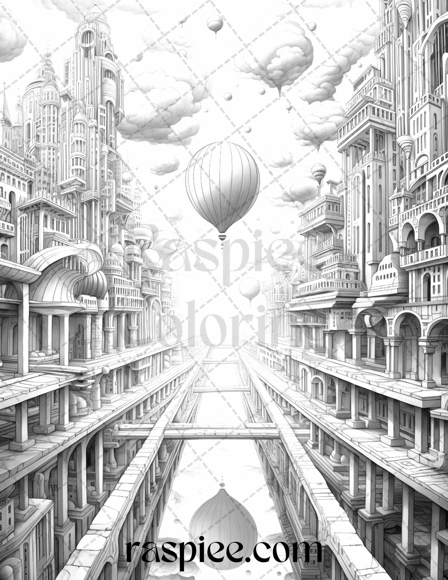 60 Enchanting Surrealism Grayscale Coloring Pages Printable for Adults, PDF File Instant Download - raspiee