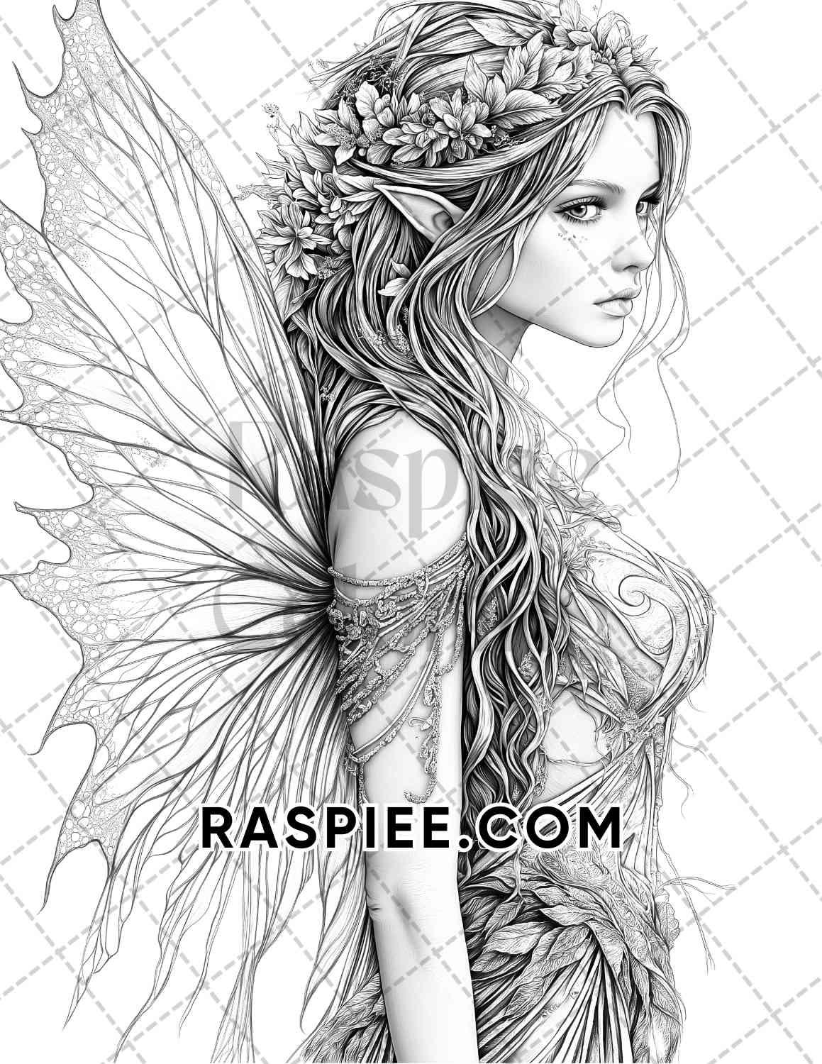 Fairy Beauties Portrait Adult Coloring Pages Printable PDF Instant Download