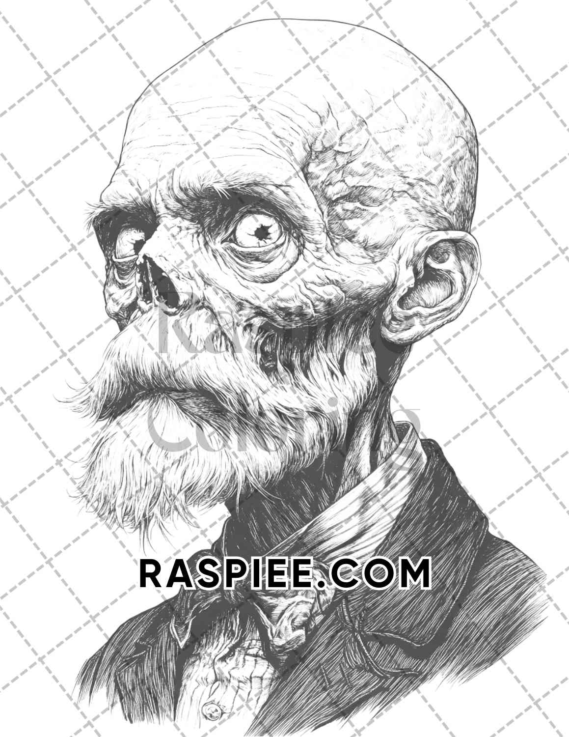 Victorian Zombies Halloween Adult Coloring Pages Printable PDF