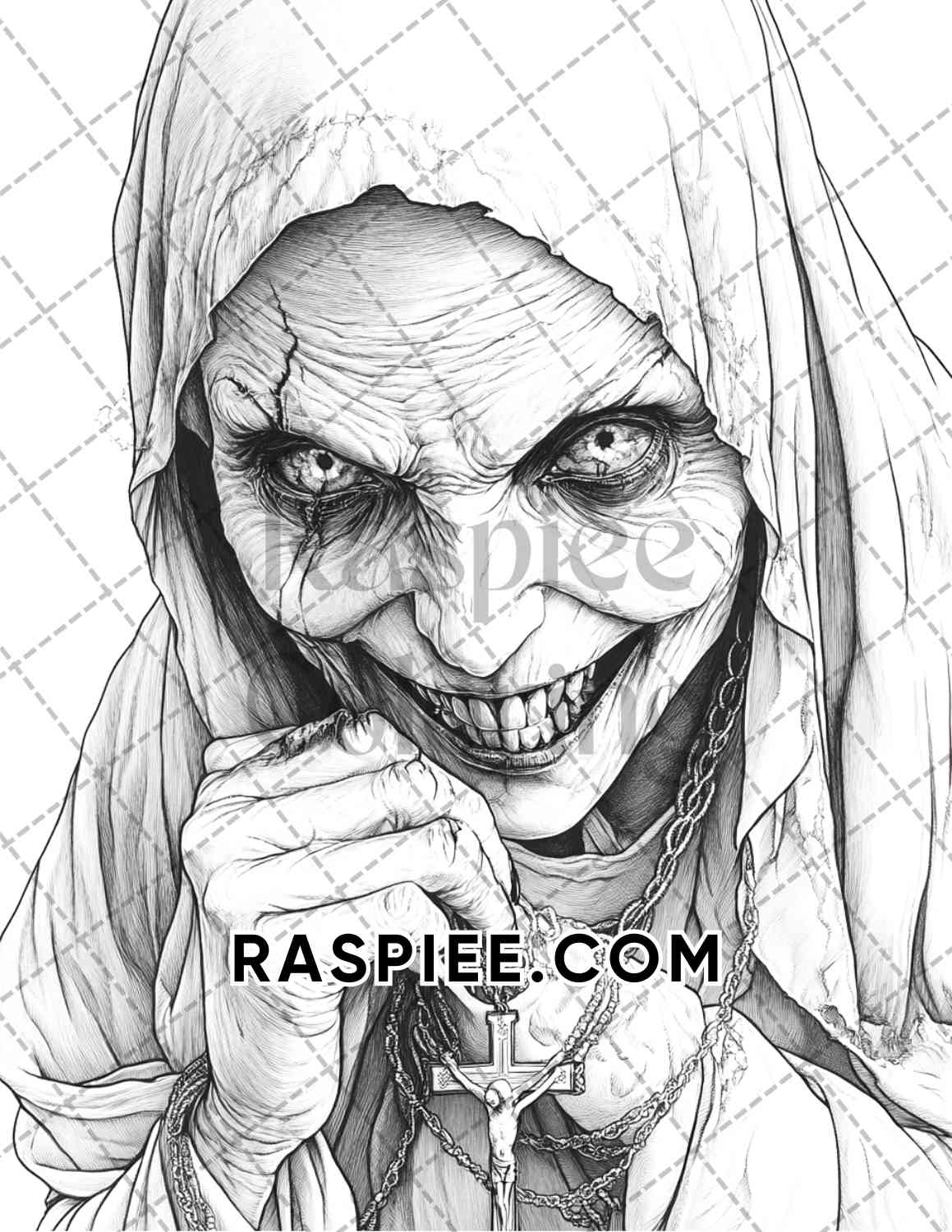 Horror Demons Halloween Adult Coloring Pages Printable PDF Instant Download