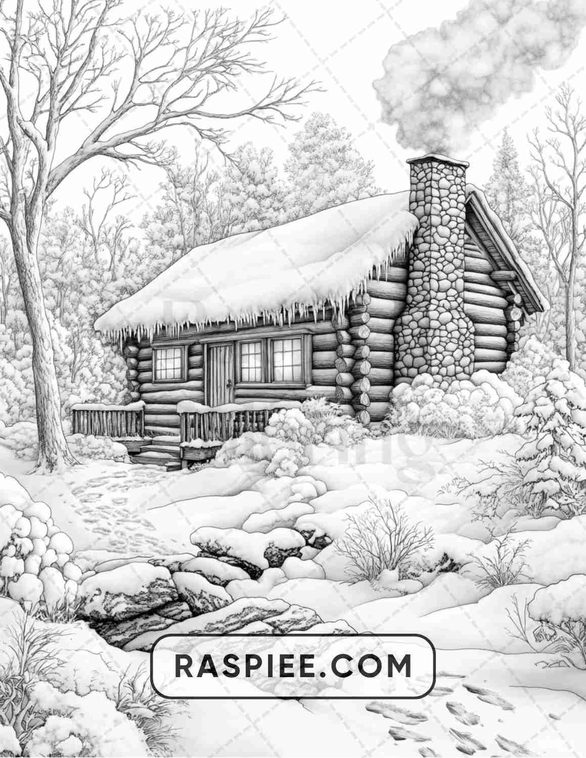 82 Winter Landscapes Adult Coloring Pages - RASPIEE