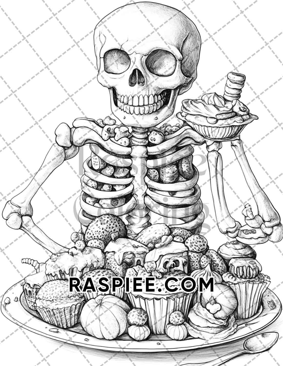 Spooky Desserts Halloween Adult Coloring Pages Printable PDF