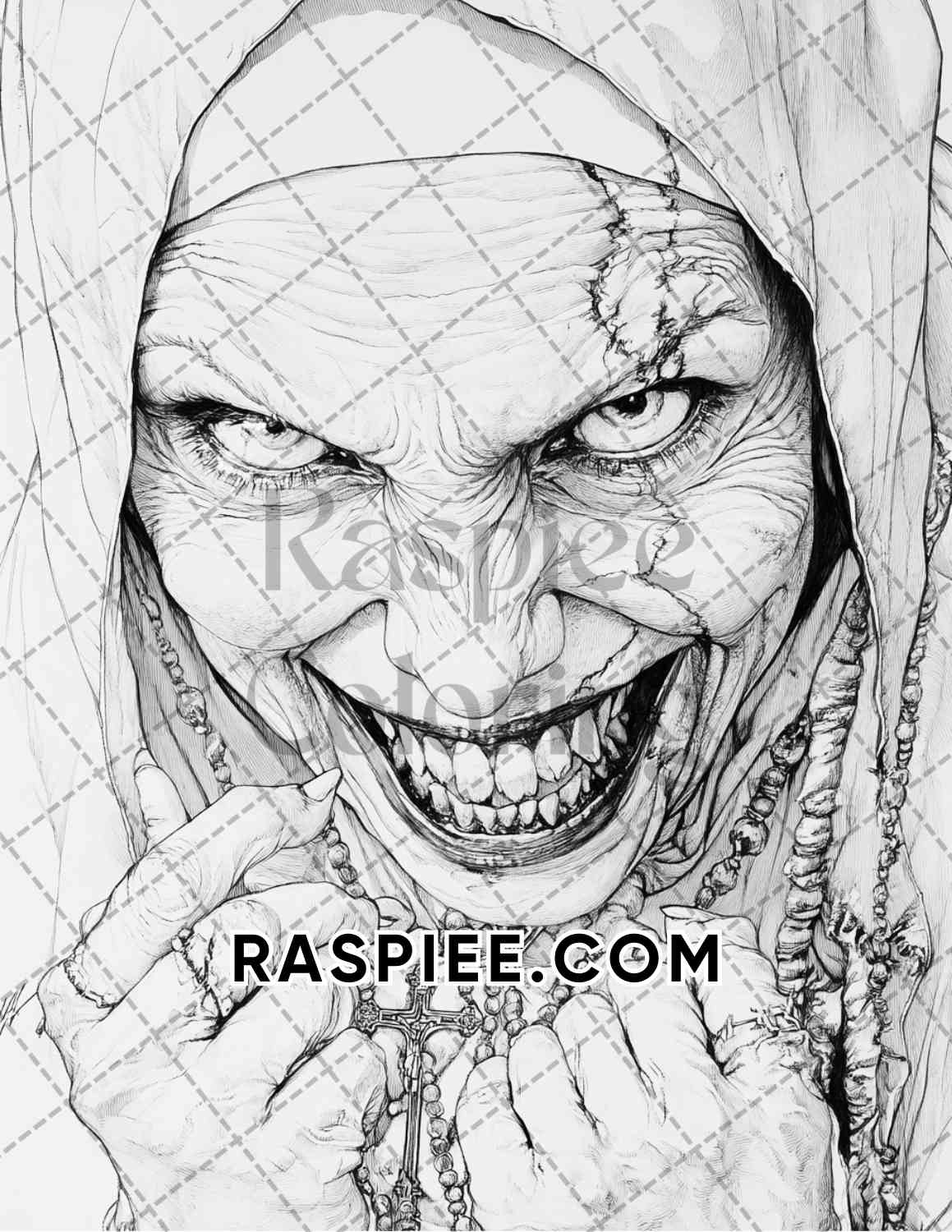 Horror Demons Halloween Adult Coloring Pages Printable PDF Instant Download