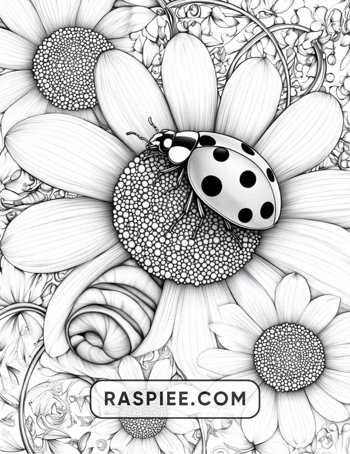 Insects and Flowers Adult Coloring Pages - RASPIEE