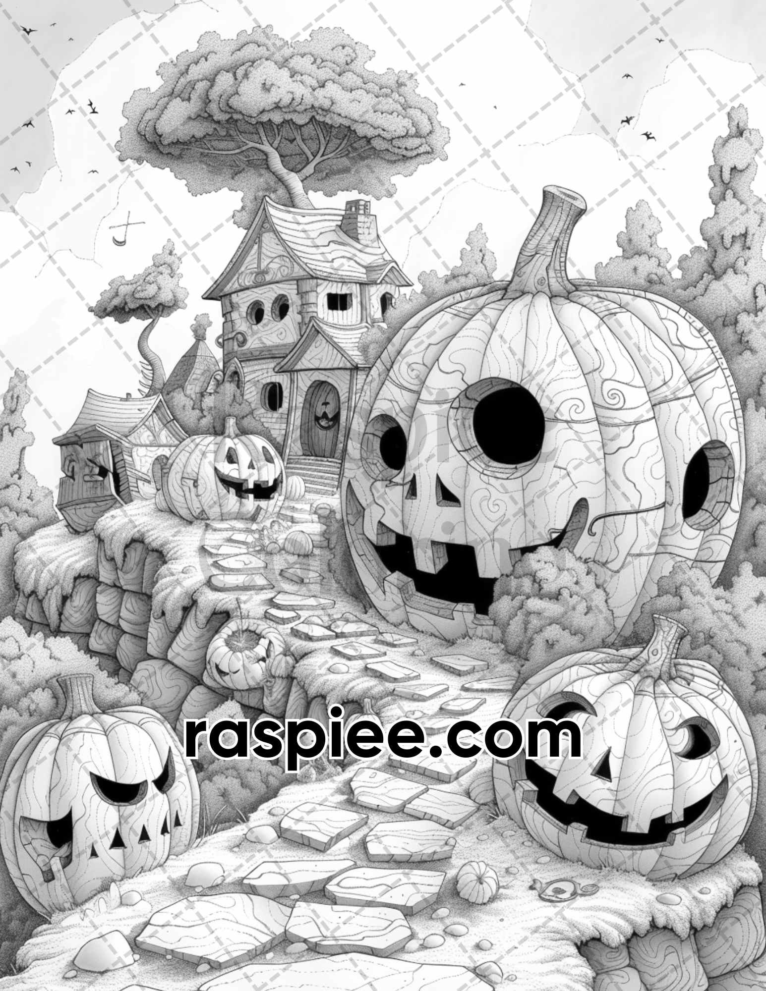 adult coloring pages, adult coloring sheets, adult coloring book pdf, adult coloring book printable, grayscale coloring pages, grayscale coloring books, fantasy pumpkin village coloring pages for adults, fantasy pumpkin village coloring book, grayscale illustration