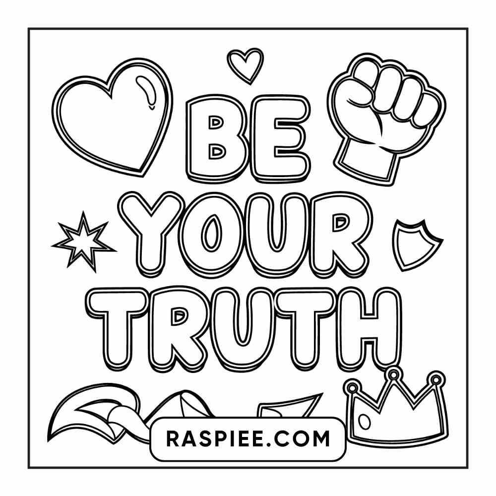 78 Bold and Easy Inspirational Words Coloring Pages Printable PDF Instant Download - RASPIEE