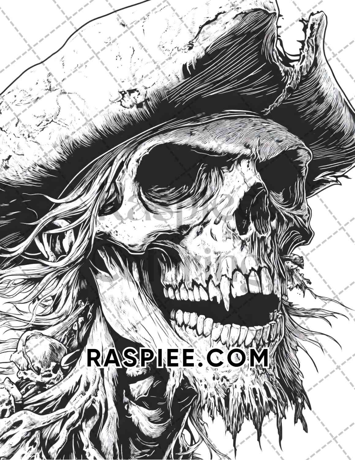 Zombie Pirates Halloween Adult Coloring Pages Printable PDF Instant Download