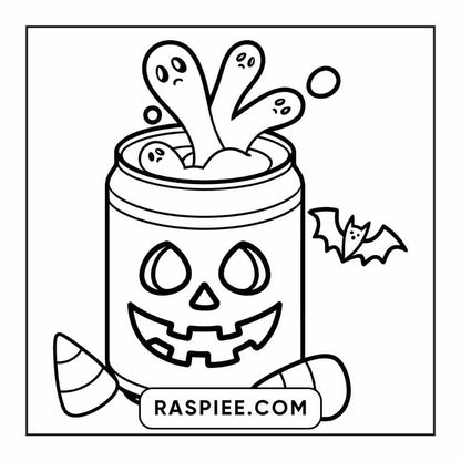 100 Bold Easy Spooky Food & Drinks Coloring Pages Printable PDF Instant Download - RASPIEE