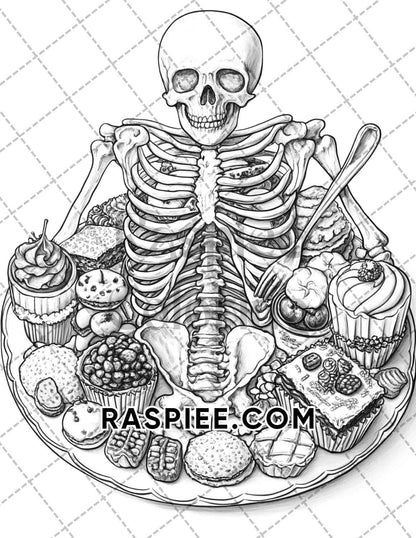 Spooky Desserts Halloween Adult Coloring Pages Printable PDF