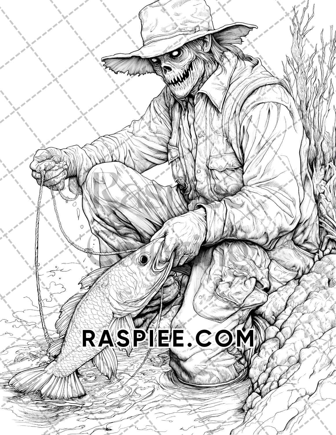 Scary Zombies Halloween Adult Coloring Pages Printable PDF Instant Download