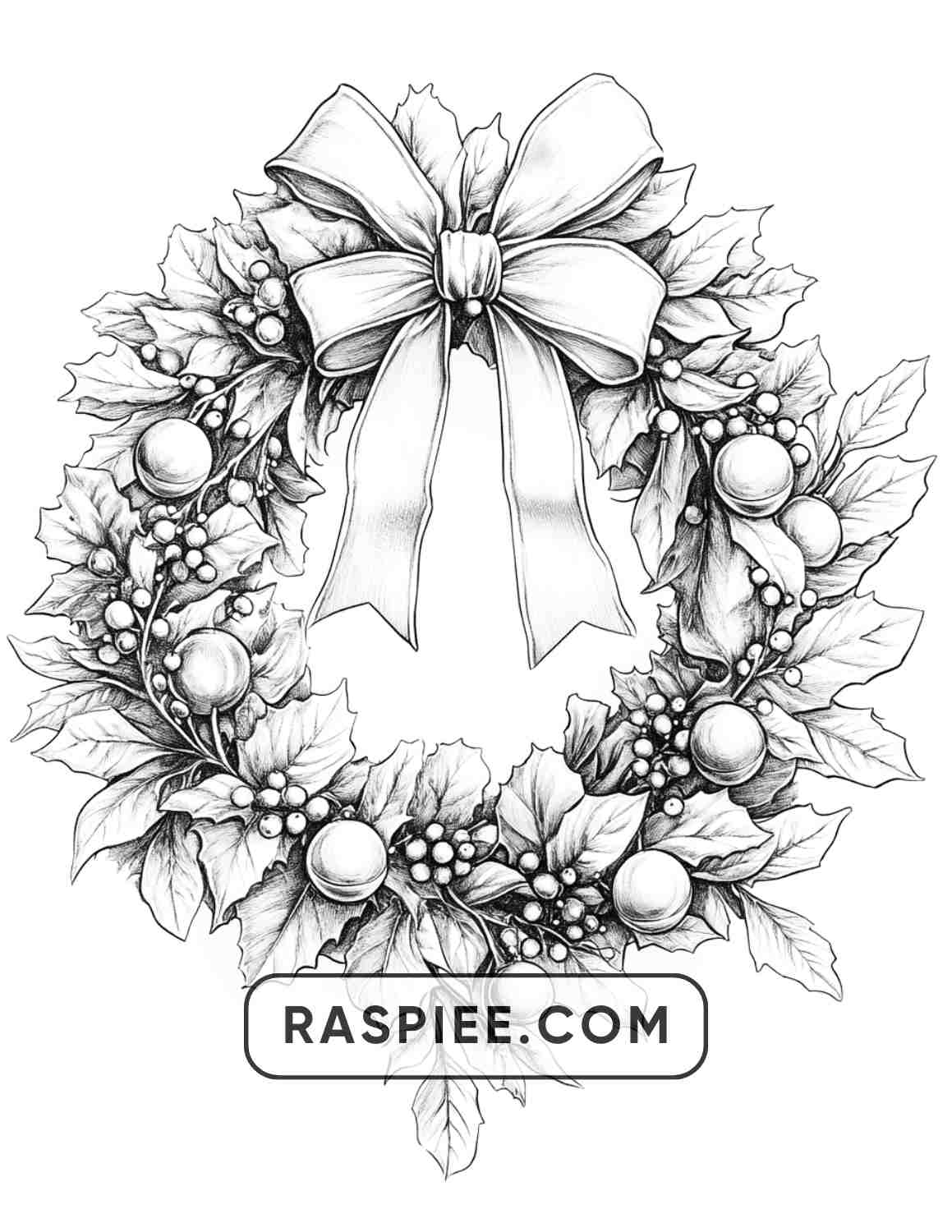 72 Christmas Wreaths Adult Coloring Pages - RASPIEE