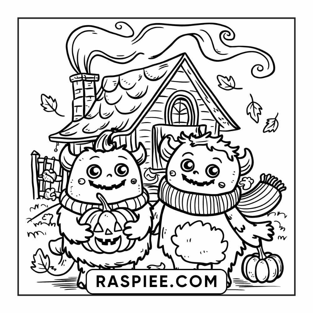 84 Cozy Halloween Bold & Easy Coloring Pages Printable PDF Instant Download - RASPIEE