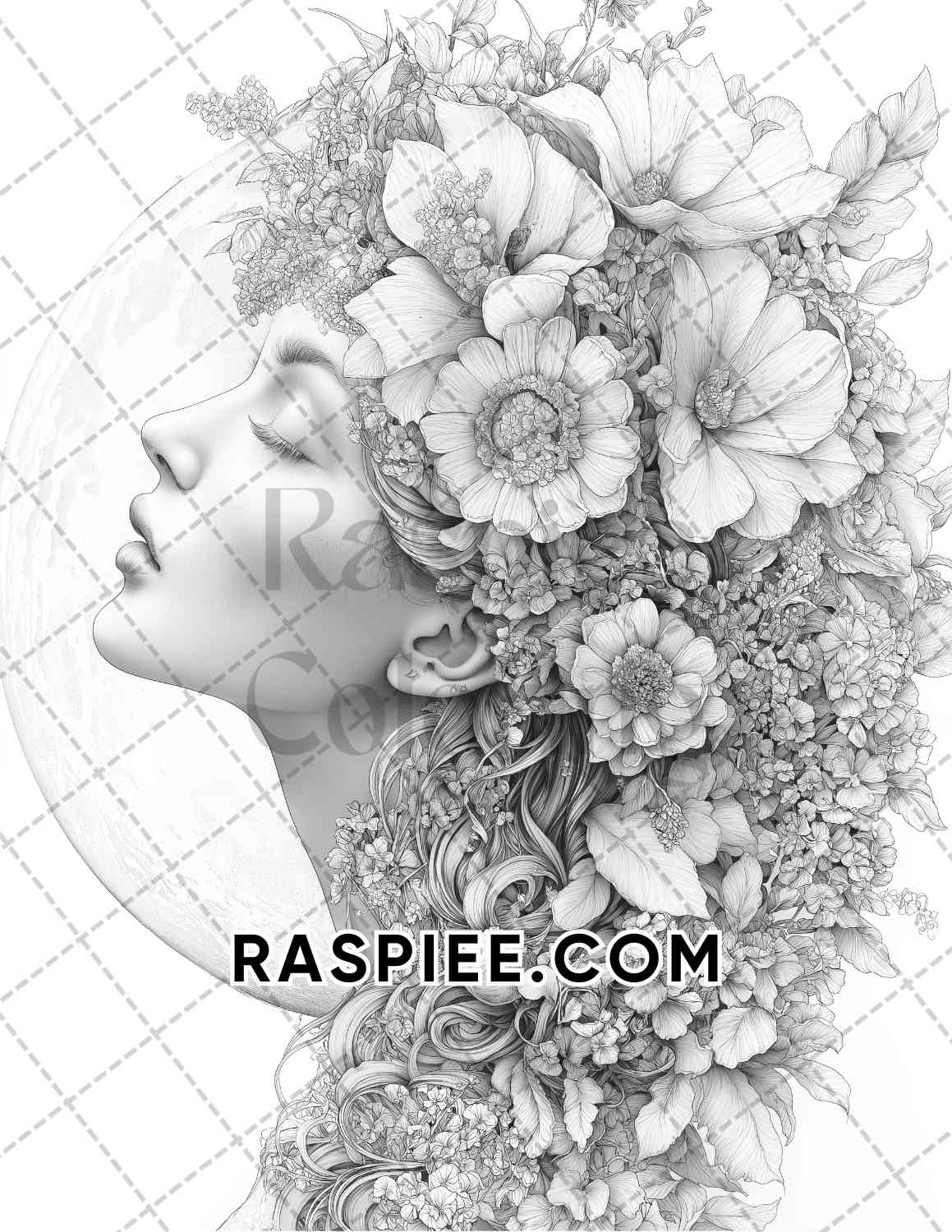 Fairy Beauties Portrait Adult Coloring Pages Printable PDF Instant Download