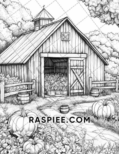 Autumn Charm Adult Coloring Pages Printable PDF Instant Download - RASPIEE