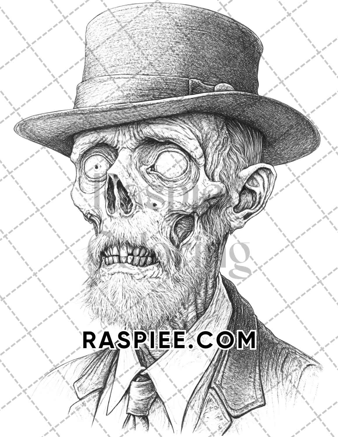 Victorian Zombies Halloween Adult Coloring Pages Printable PDF