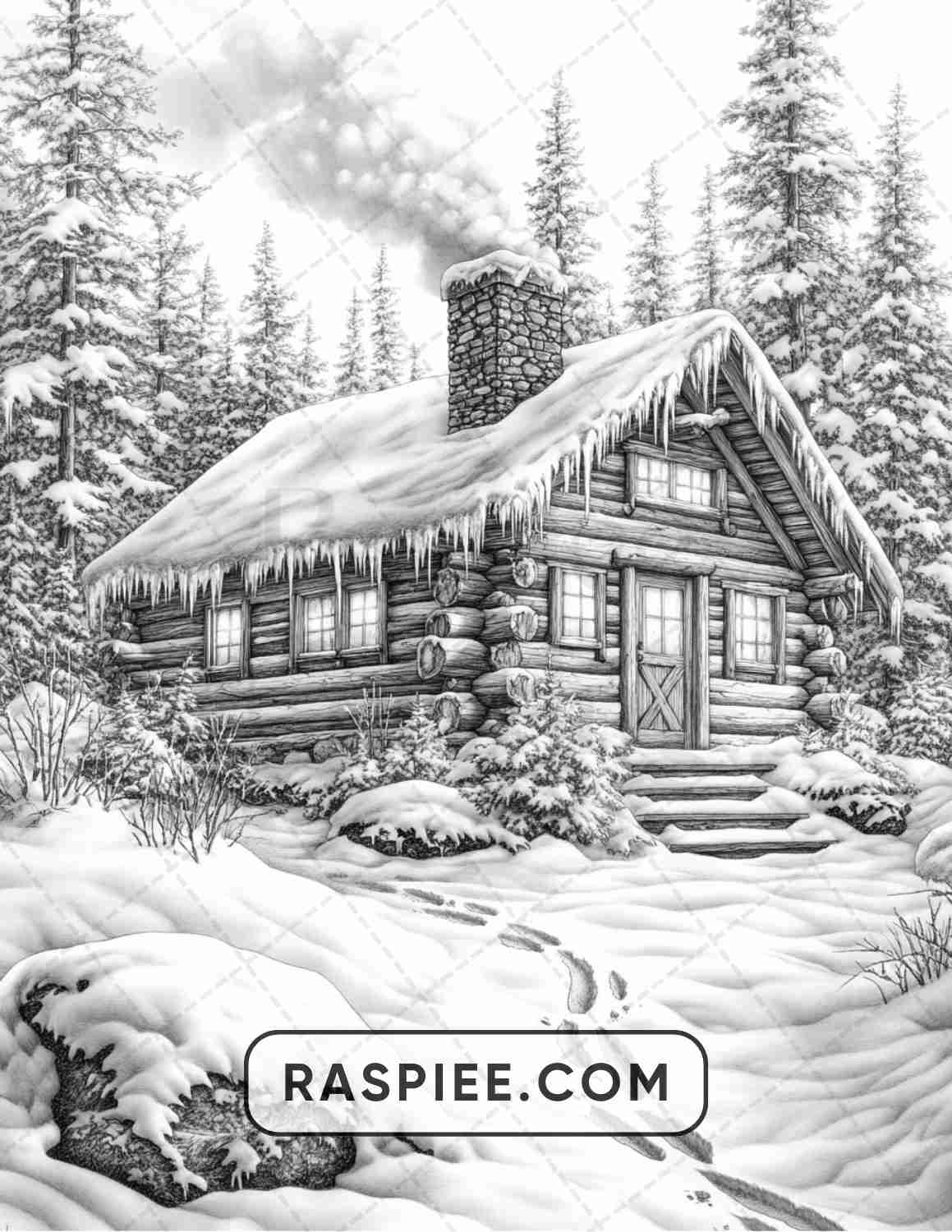 82 Winter Landscapes Adult Coloring Pages - RASPIEE