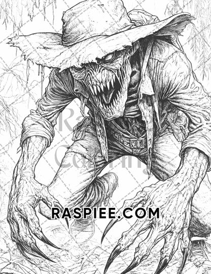 Legends of Horror Halloween Adult Coloring Pages Printable PDF Instant Download