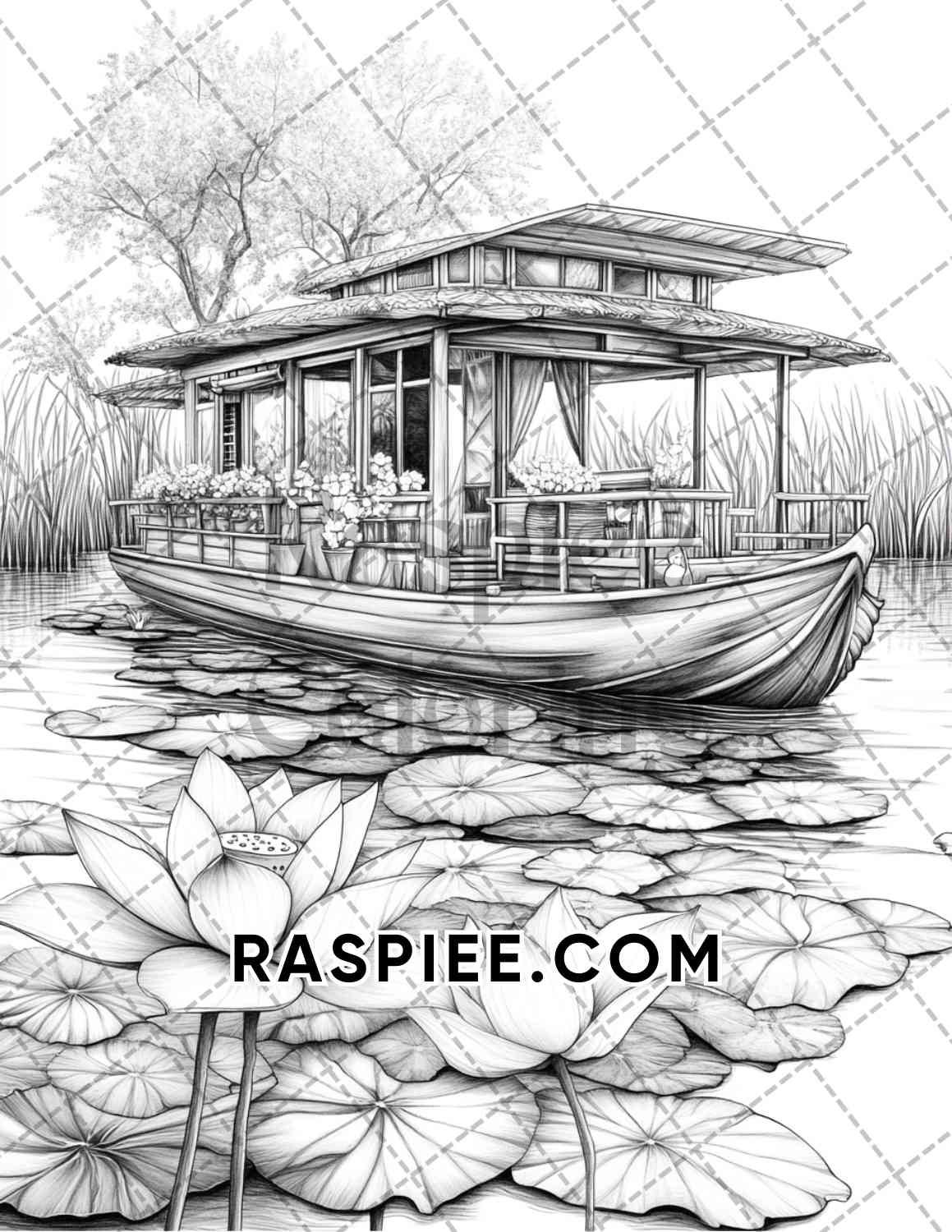 Fantasy Flower Houses Adult Coloring Pages Printable PDF Instant Download