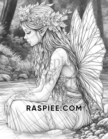 Fairy Beauties Portrait Adult Coloring Pages Printable PDF Instant Download