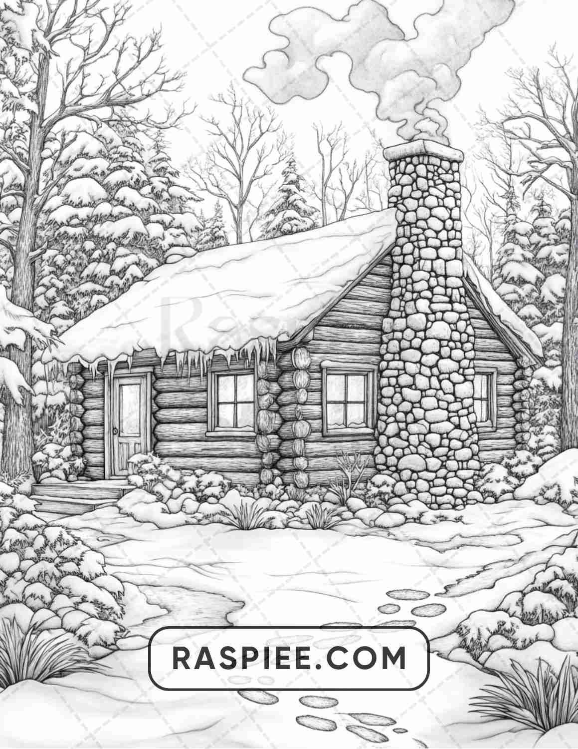 82 Winter Landscapes Adult Coloring Pages - RASPIEE