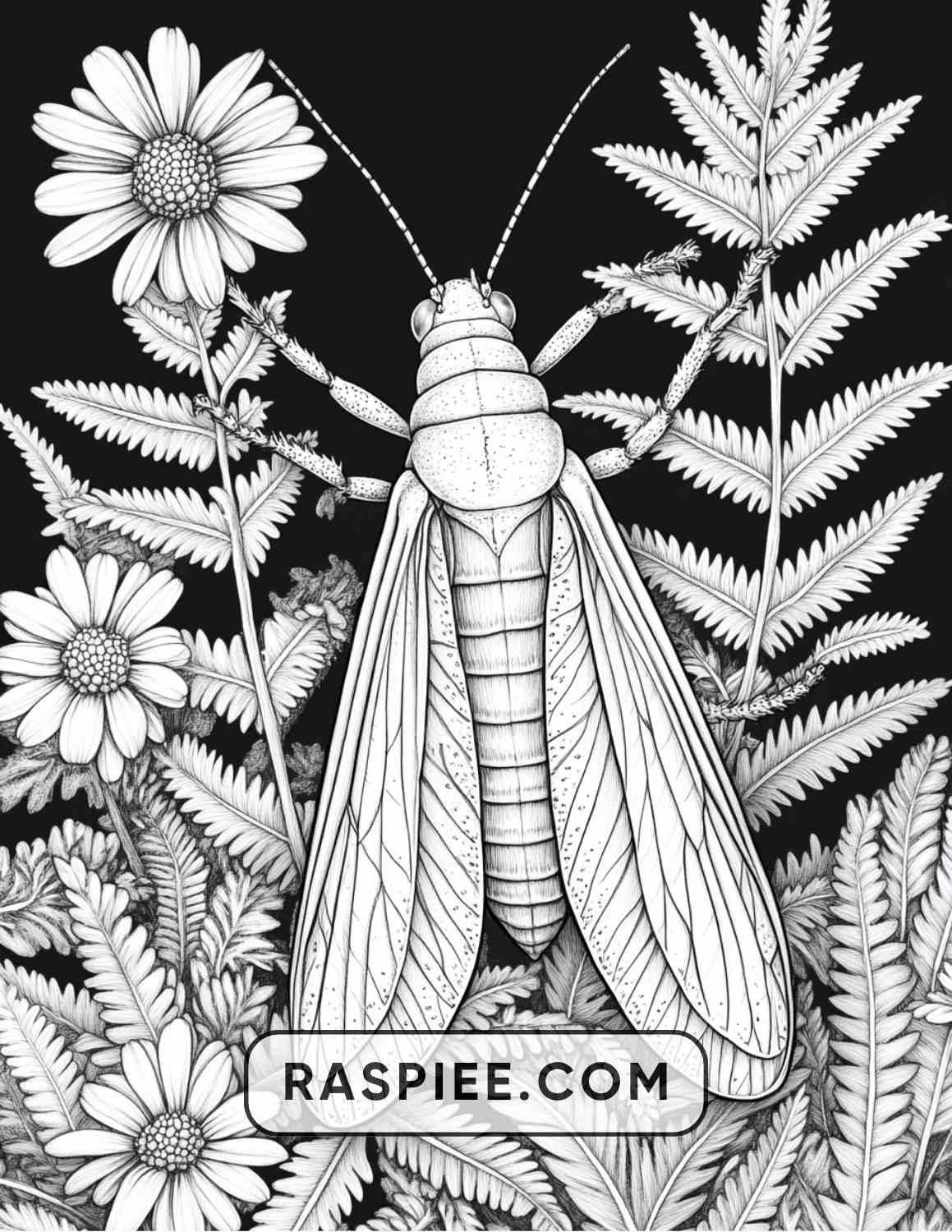 Insects and Flowers Adult Coloring Pages - RASPIEE