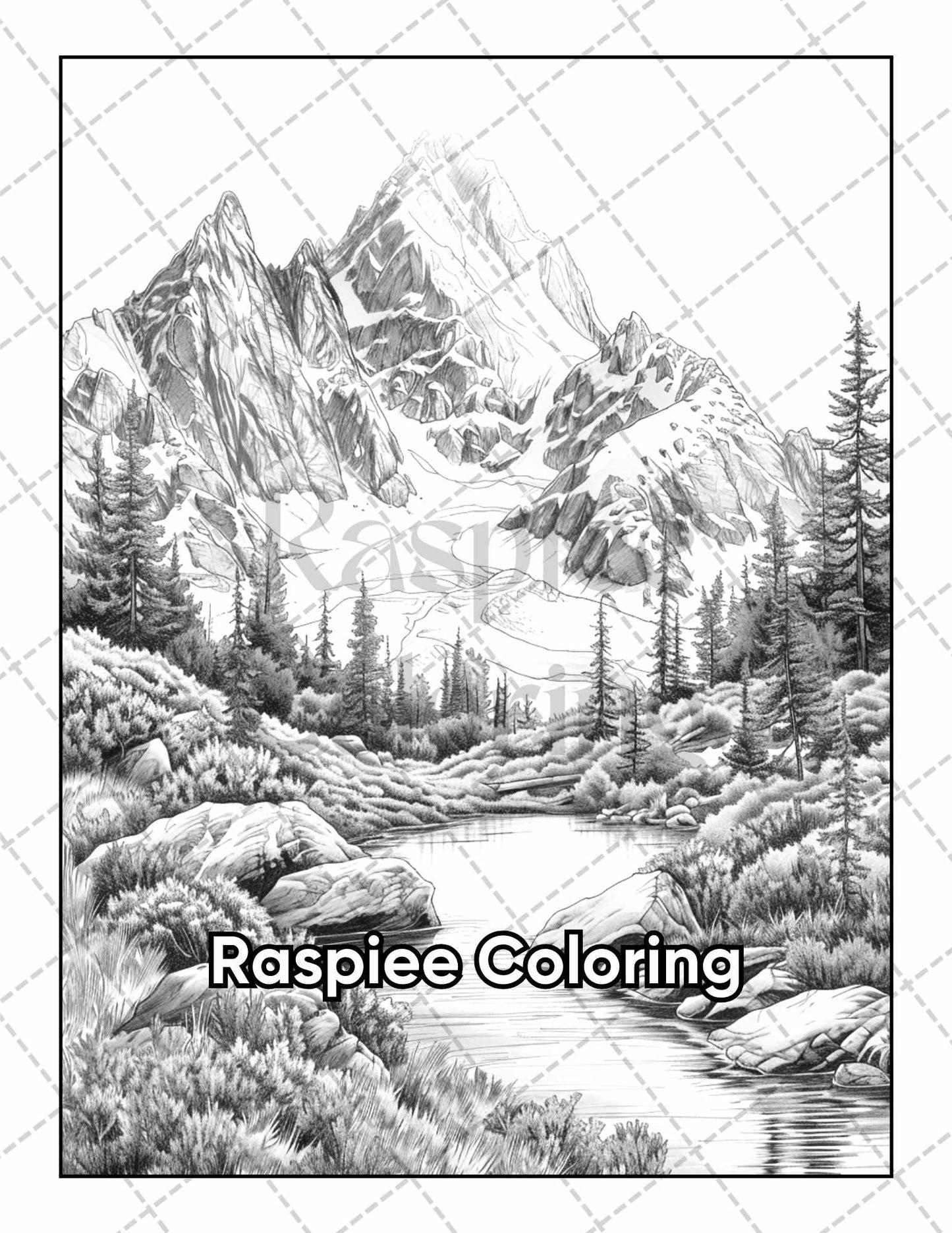 101 Relaxing Landscapes Grayscale Adult Coloring Pages Printable PDF Instant Download