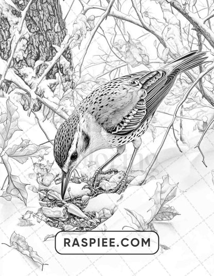 80 Winter Birds Adult Coloring Pages