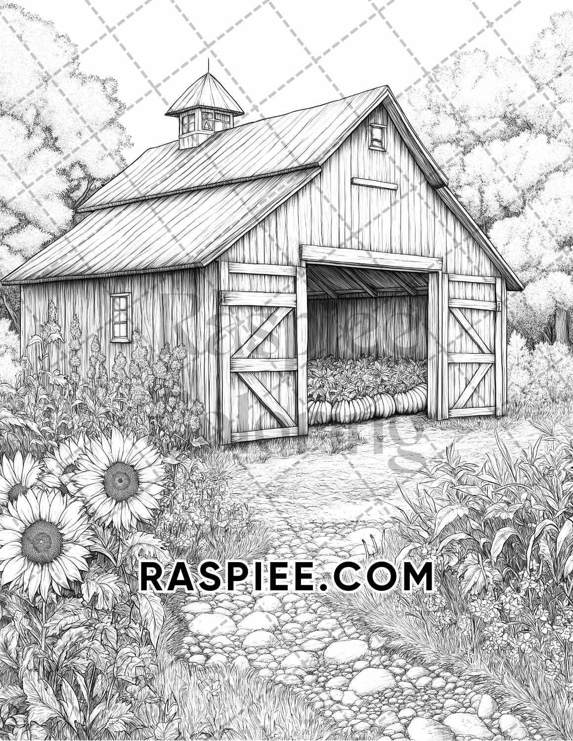 Autumn Charm Adult Coloring Pages Printable PDF Instant Download - RASPIEE