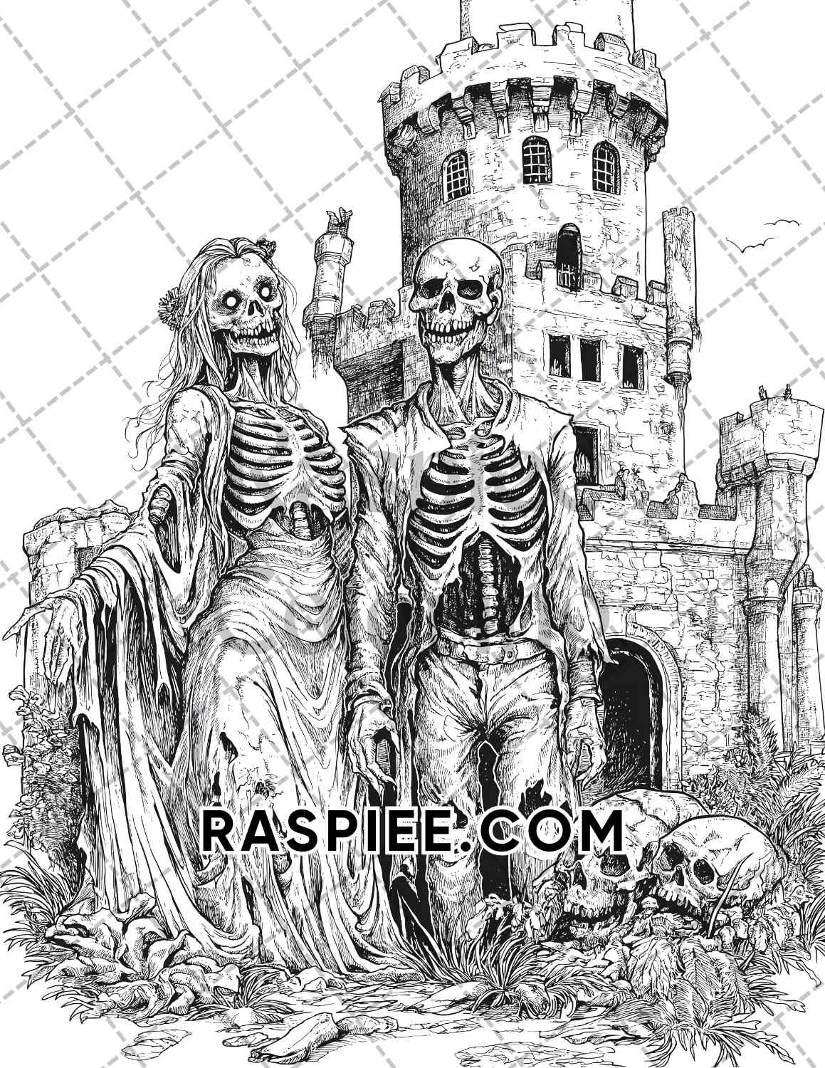 Scary Zombies Halloween Adult Coloring Pages Printable PDF Instant Download